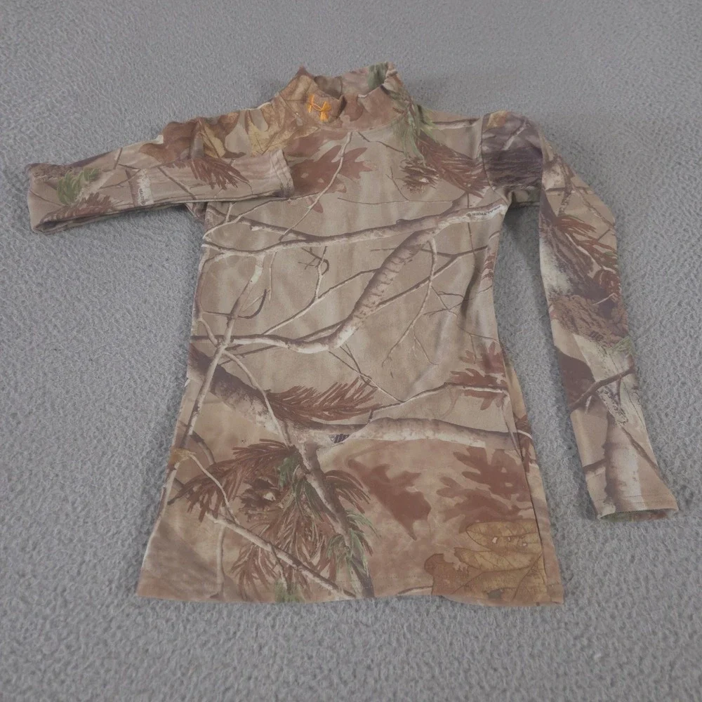 VINTAGE Under Armour Shirt Unisex Youth Medium Brown Realtree AP Camo Y2K 2000s